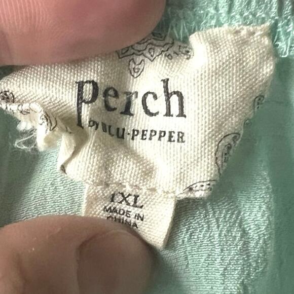 Womens Perch Blu Pepper 1X Pastel Green‎ Blouse Cottagecore Fairy Romantic Flowy - Picture 5 of 6